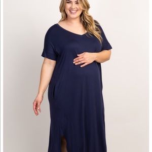 NWT Black Short Sleeve Round Hem Maxi Dress